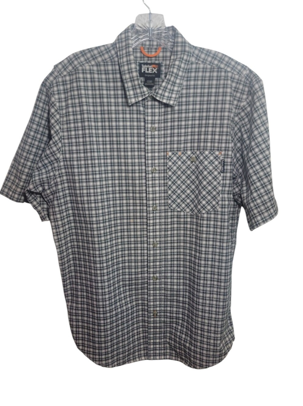 Timberland pro flex men's short sleeve plaid button down shirt  large